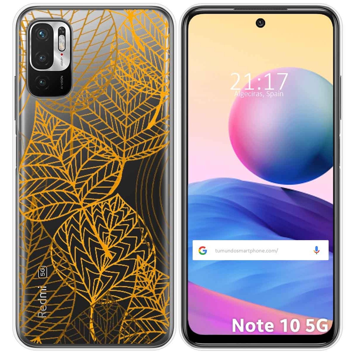 Funda Gel Transparente para Xiaomi Redmi Note 10 5G / POCO M3 PRO 5G diseño Hojas Dibujos