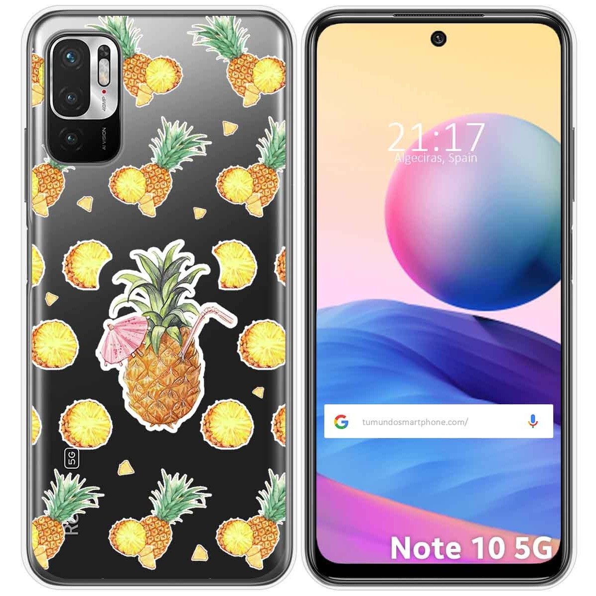 Funda Gel Transparente para Xiaomi Redmi Note 10 5G / POCO M3 PRO 5G diseño Piña Dibujos