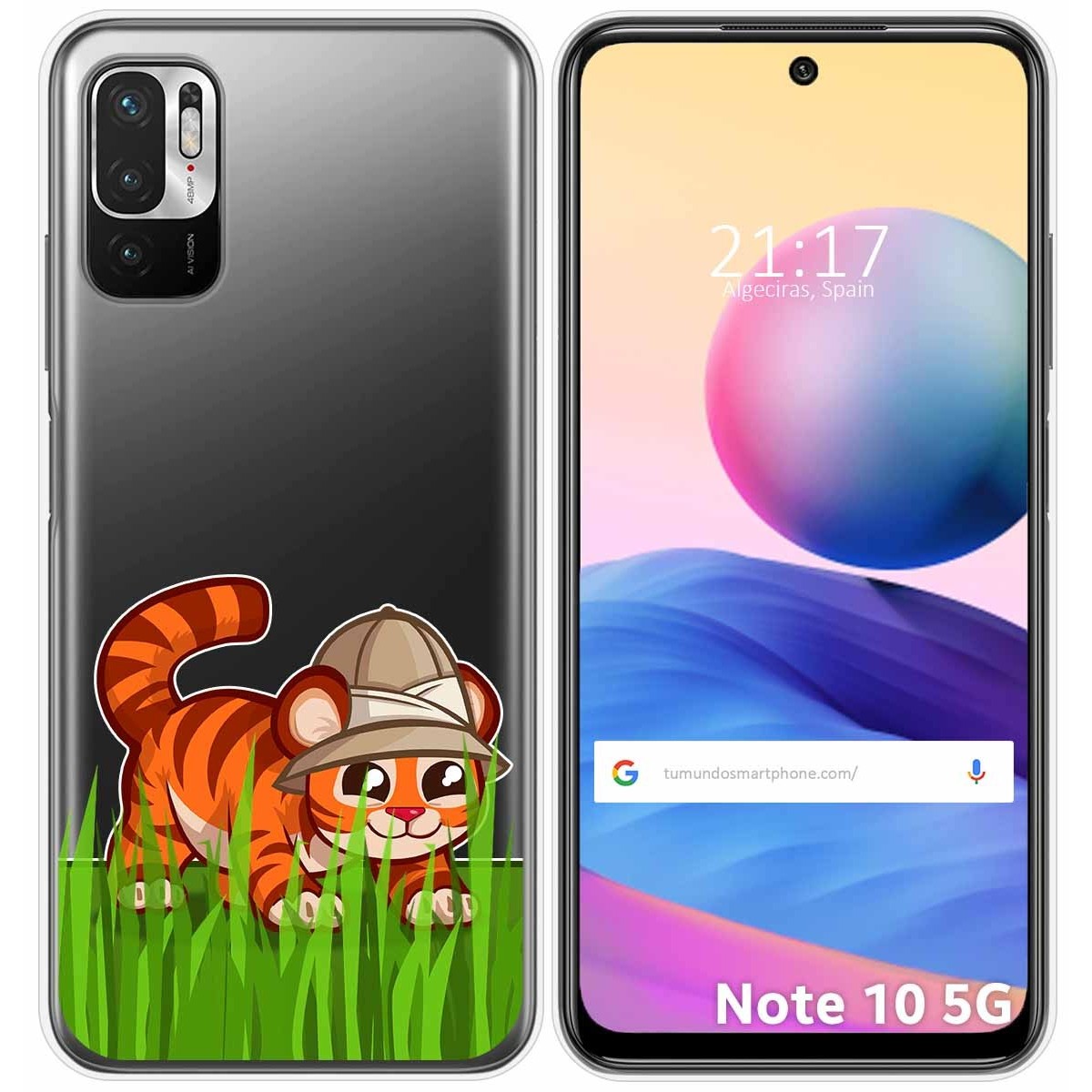 Funda Gel Transparente para Xiaomi Redmi Note 10 5G / POCO M3 PRO 5G diseño Tigre Dibujos