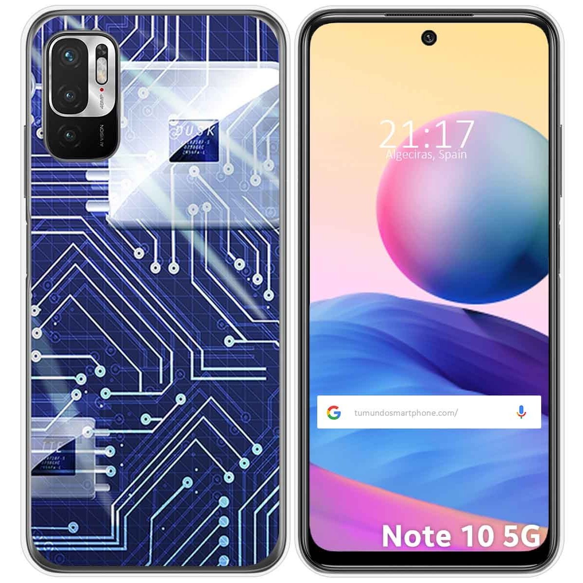 Funda Gel Tpu para Xiaomi Redmi Note 10 5G / POCO M3 PRO 5G diseño Circuito Dibujos