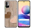 Funda Gel Tpu para Xiaomi Redmi Note 10 5G / POCO M3 PRO 5G diseño Corazones Madera Dibujos