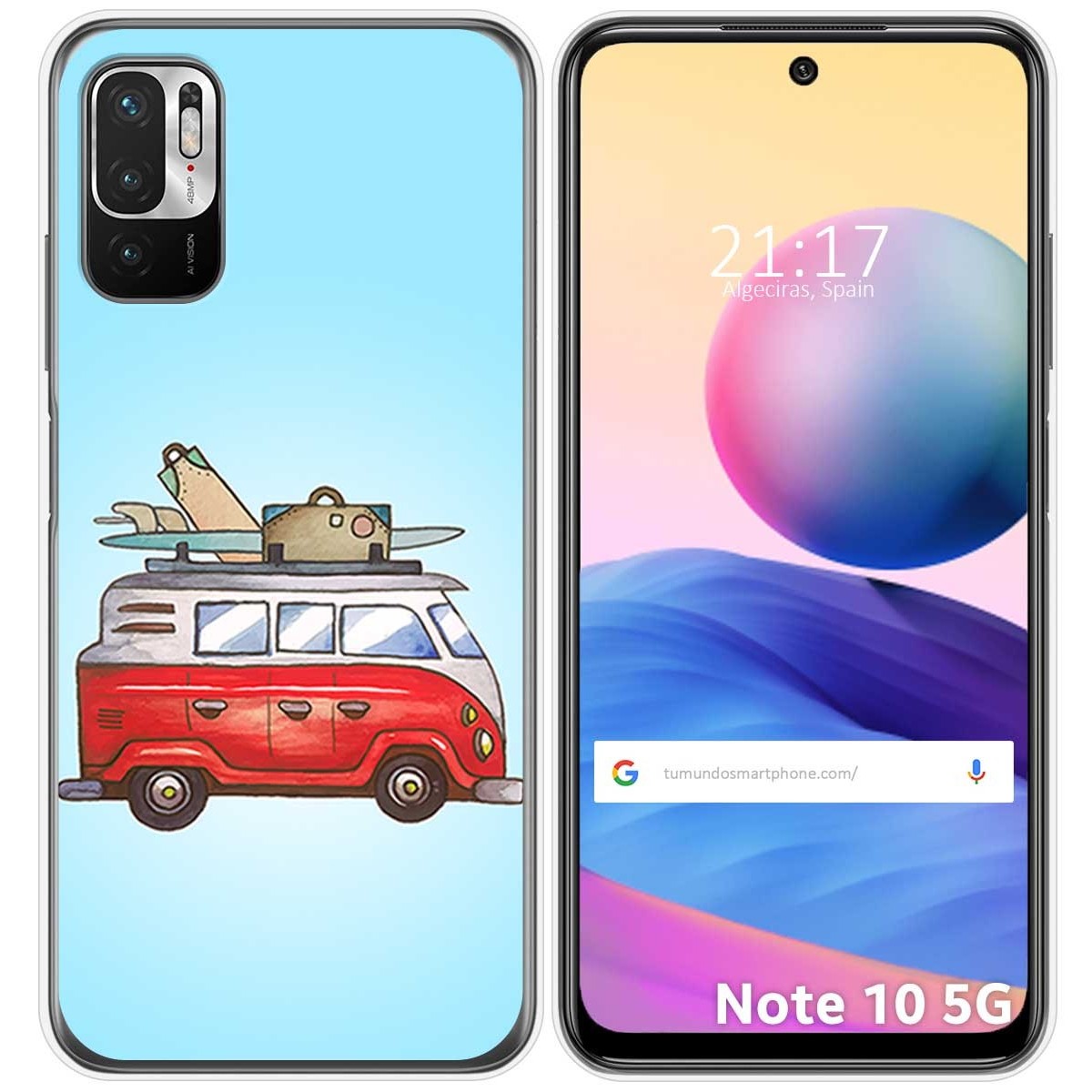 Funda Gel Tpu para Xiaomi Redmi Note 10 5G / POCO M3 PRO 5G diseño Furgoneta Dibujos