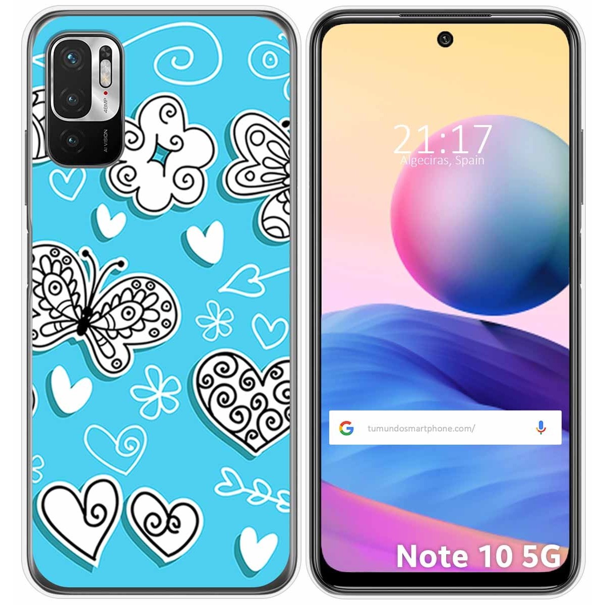 Funda Gel Tpu para Xiaomi Redmi Note 10 5G / POCO M3 PRO 5G diseño Mariposas Dibujos