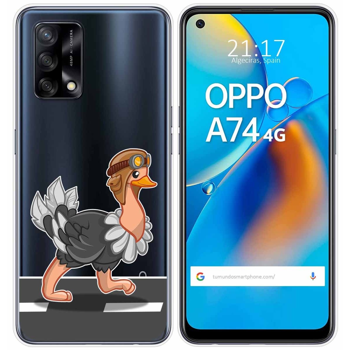 Funda Gel Transparente para Oppo A74 4G diseño Avestruz Dibujos