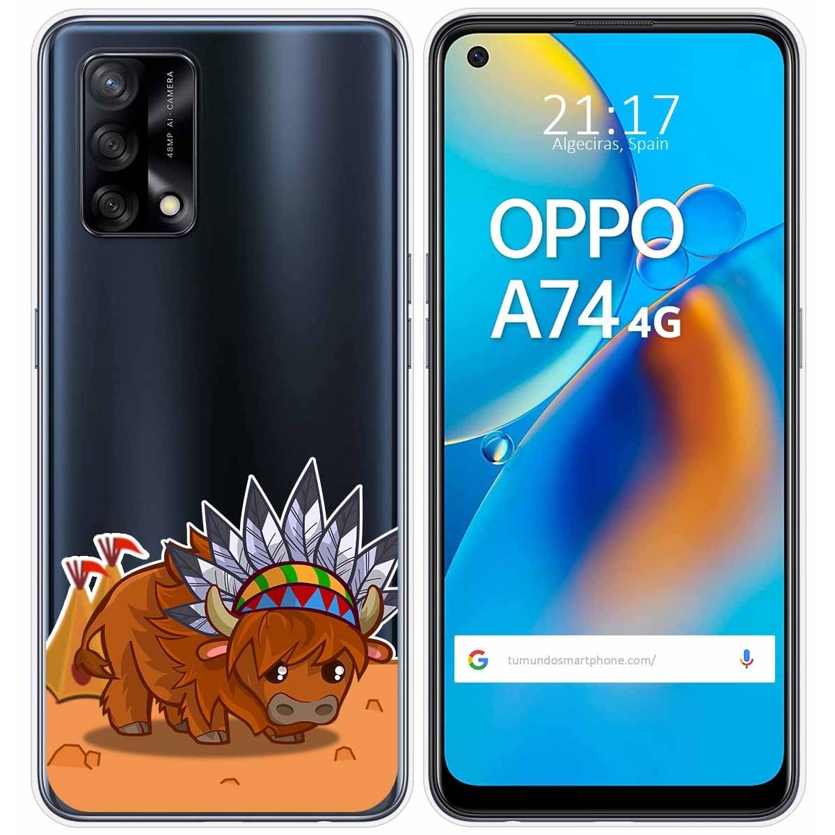 Funda Gel Transparente para Oppo A74 4G diseño Bufalo Dibujos