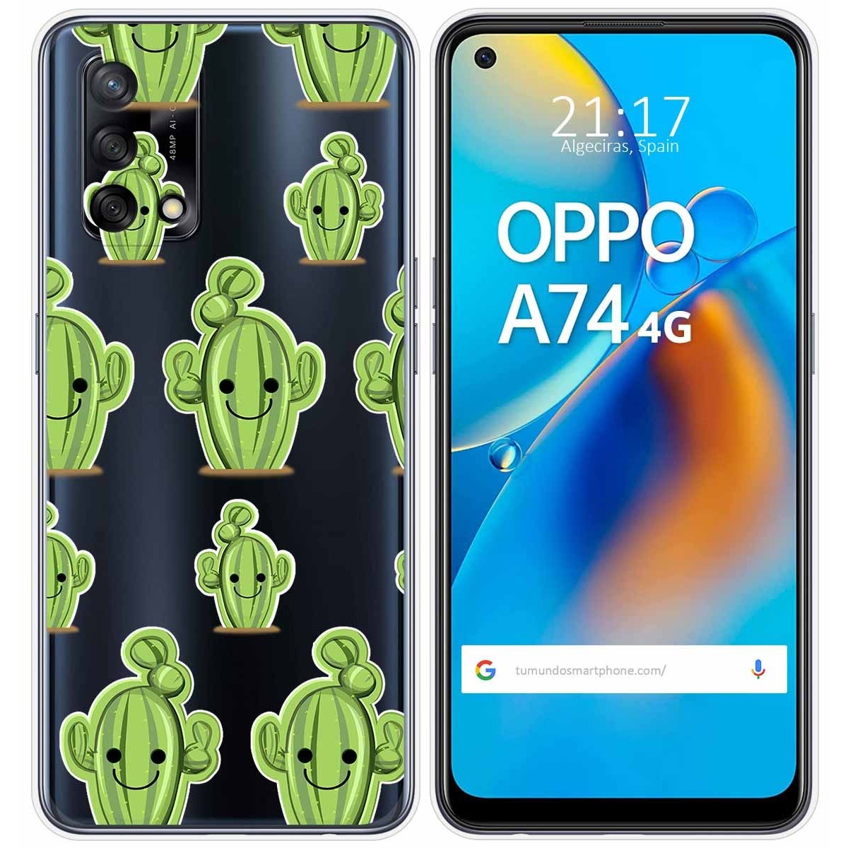 Funda Gel Transparente para Oppo A74 4G diseño Cactus Dibujos