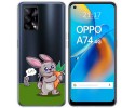 Funda Gel Transparente para Oppo A74 4G diseño Conejo Dibujos