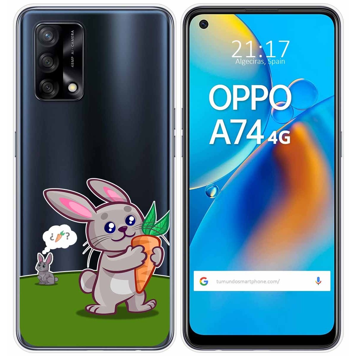 Funda Gel Transparente para Oppo A74 4G diseño Conejo Dibujos