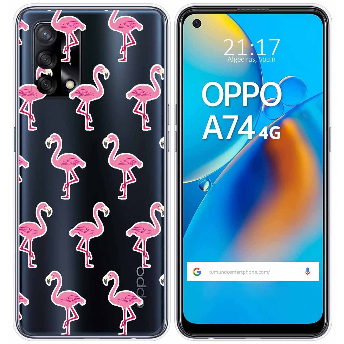 Funda Gel Transparente para Oppo A74 4G diseño Flamenco Dibujos