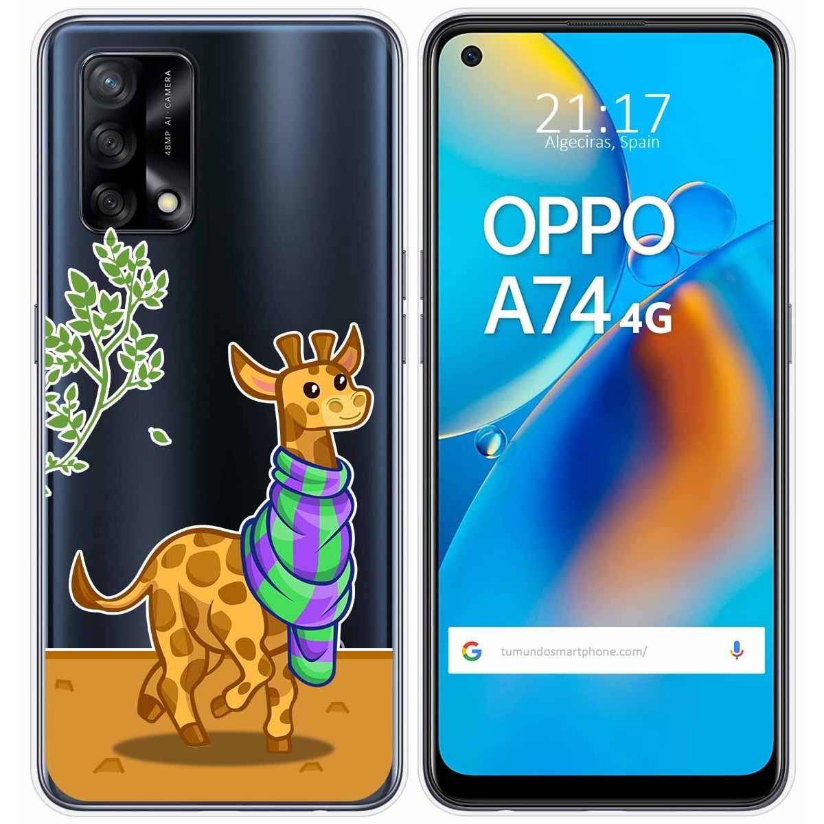 Funda Gel Transparente para Oppo A74 4G diseño Jirafa Dibujos