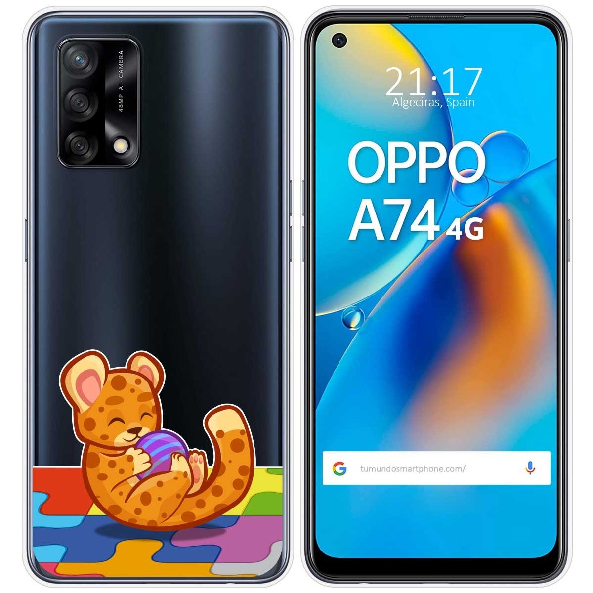 Funda Gel Transparente para Oppo A74 4G diseño Leopardo Dibujos