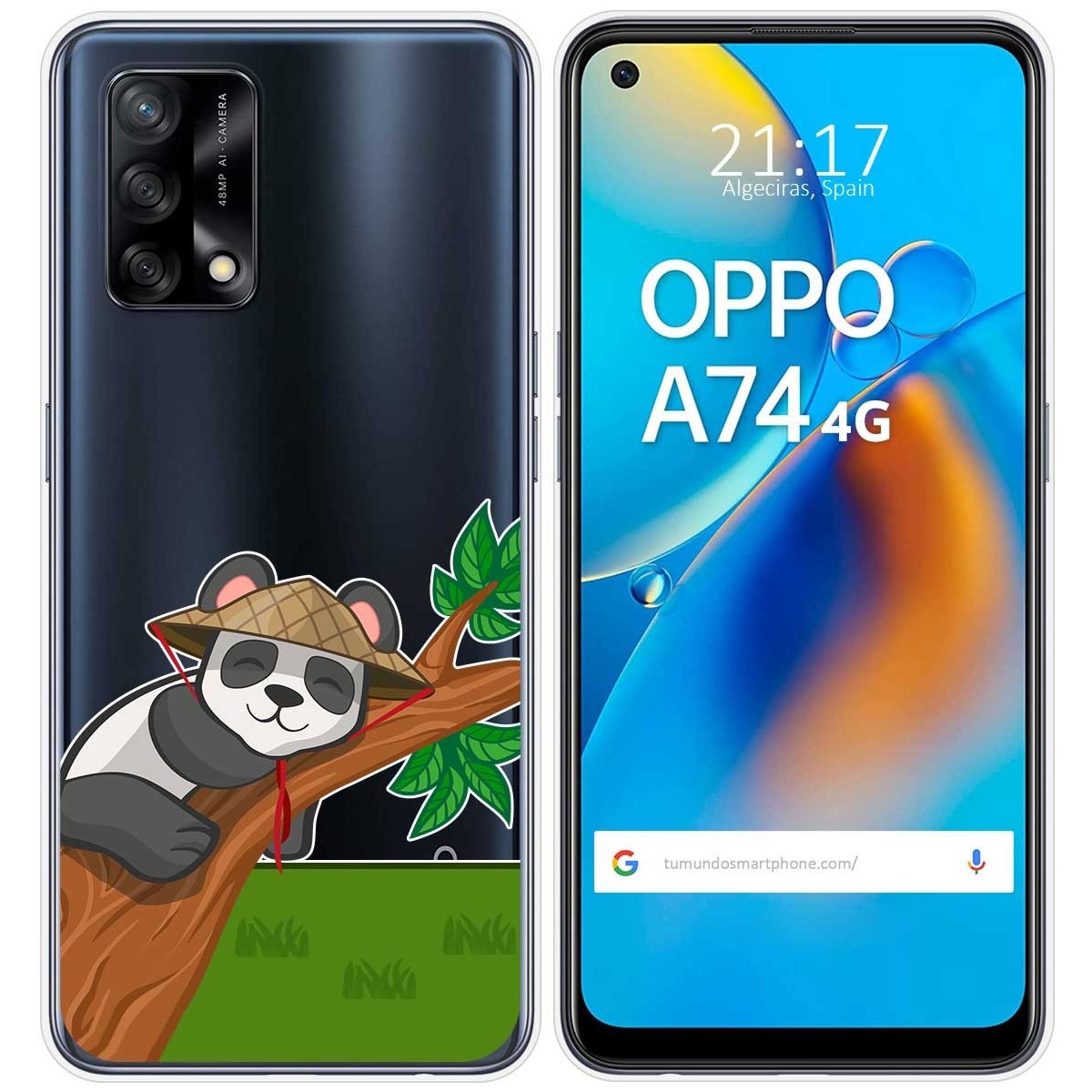 Funda Gel Transparente para Oppo A74 4G diseño Panda Dibujos