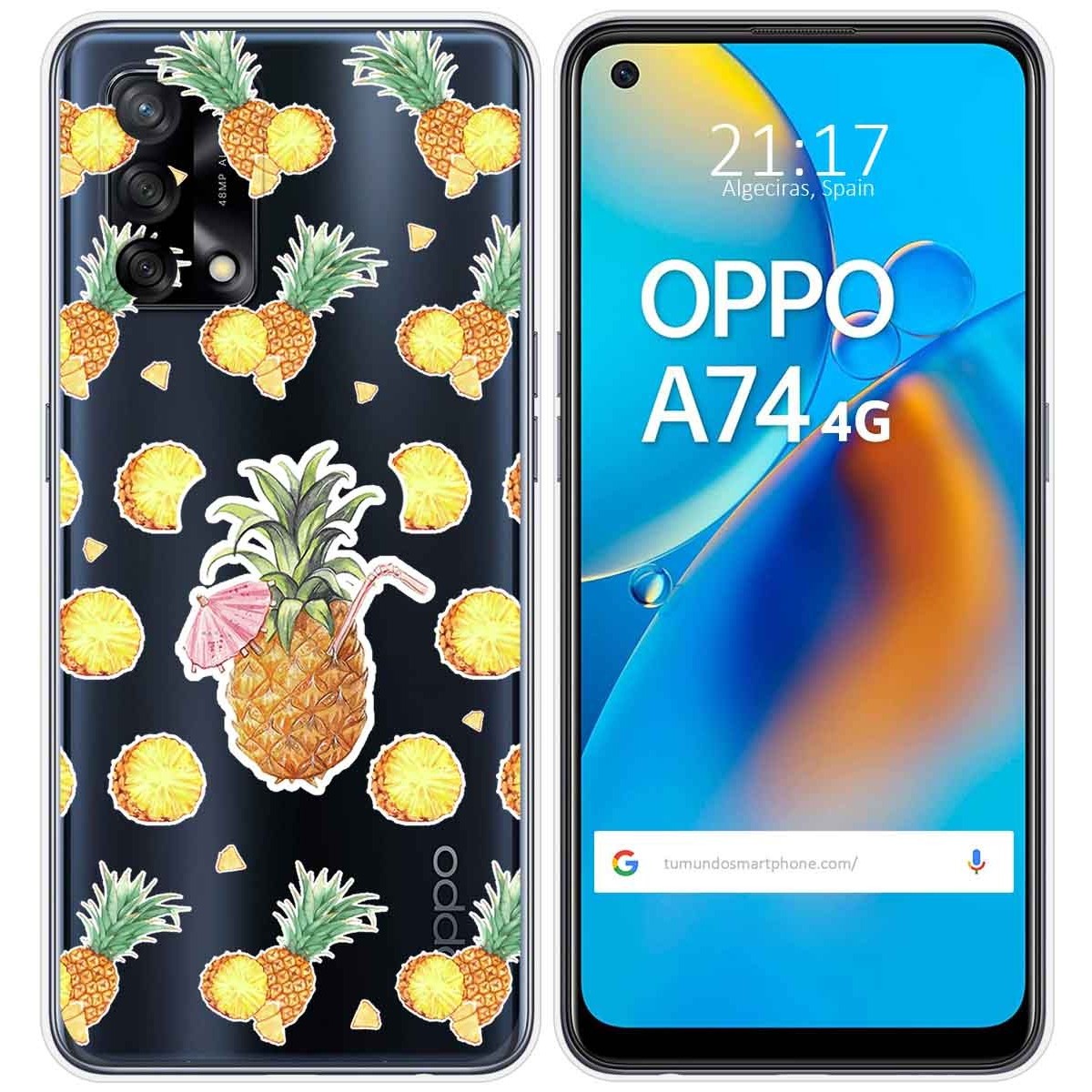 Funda Gel Transparente para Oppo A74 4G diseño Piña Dibujos
