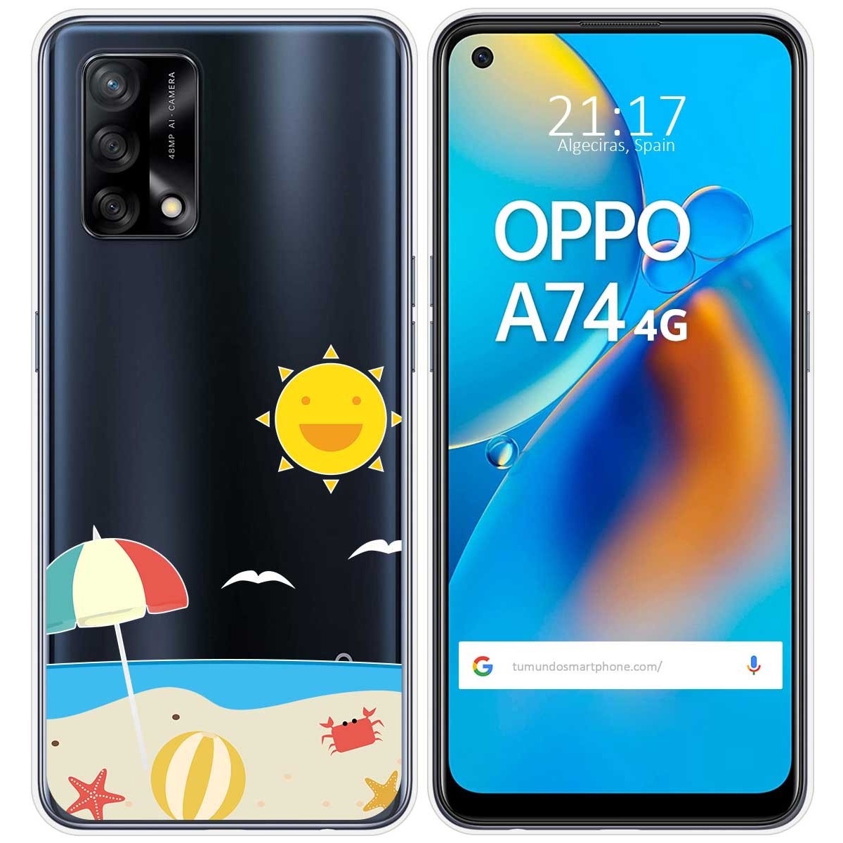 Funda Gel Transparente para Oppo A74 4G diseño Playa Dibujos