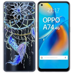 Funda Gel Transparente para Oppo A74 4G diseño Plumas Dibujos