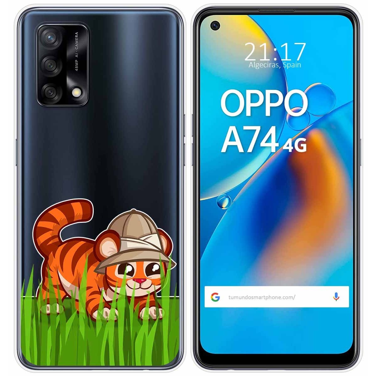 Funda Gel Transparente para Oppo A74 4G diseño Tigre Dibujos