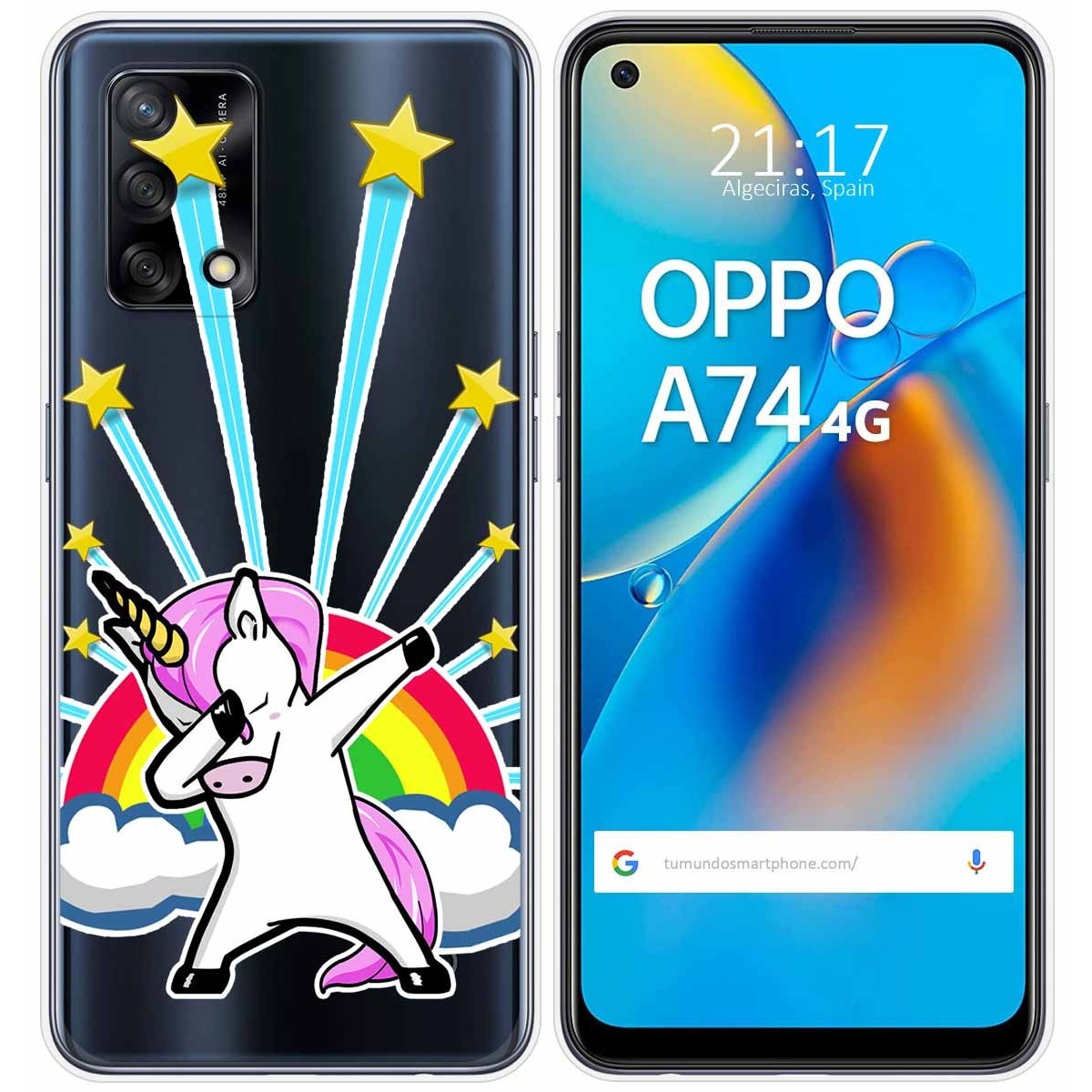 Funda Gel Transparente para Oppo A74 4G diseño Unicornio Dibujos