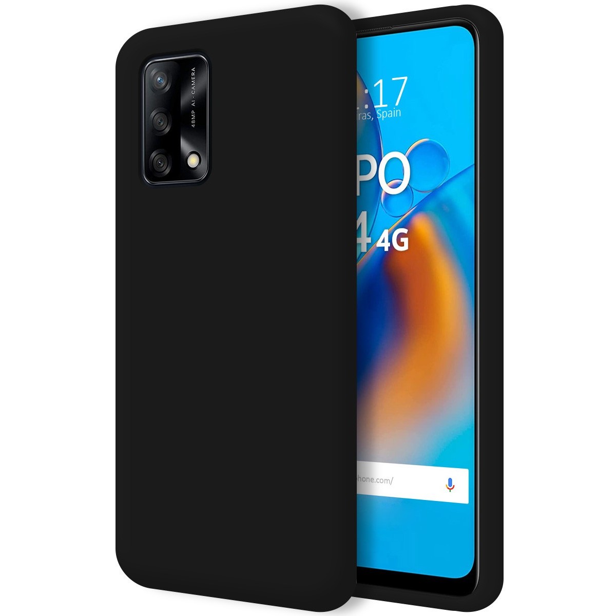 Funda Silicona Líquida Ultra Suave para Oppo A74 4G color Negra