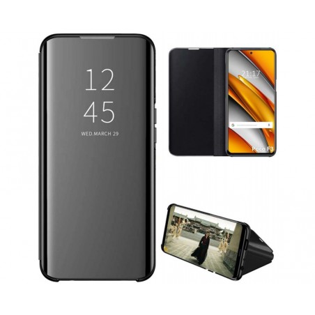 Funda Flip Cover Clear View para Xiaomi POCO F3 5G / Mi 11i 5G color Negra
