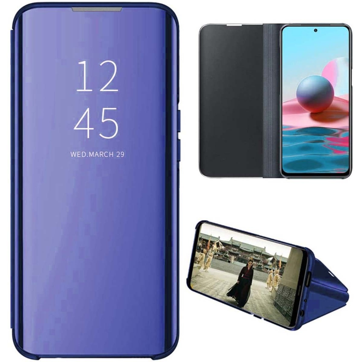 Funda Flip Cover Clear View para Xiaomi Redmi Note 10 / 10S color Azul