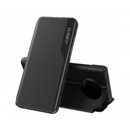 Funda Libro Soporte Magnética Eco Piel con Ventana para Xiaomi Redmi Note 9T 5G Negra