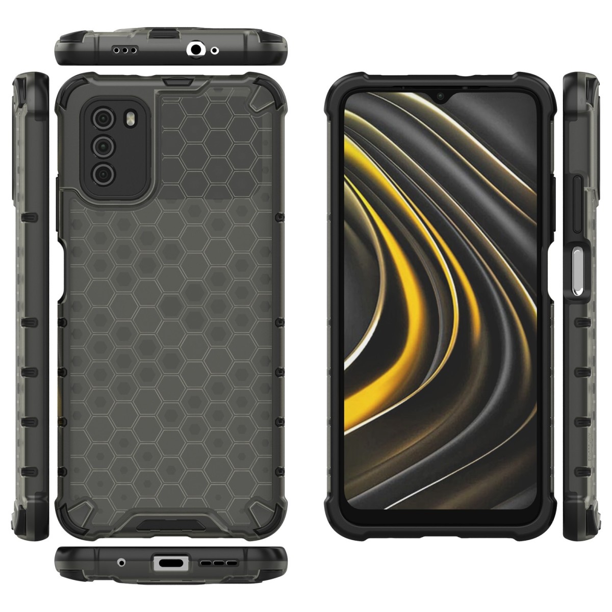 Funda Tipo Honeycomb Armor (Pc+Tpu) Transparente para Xiaomi POCO M3
