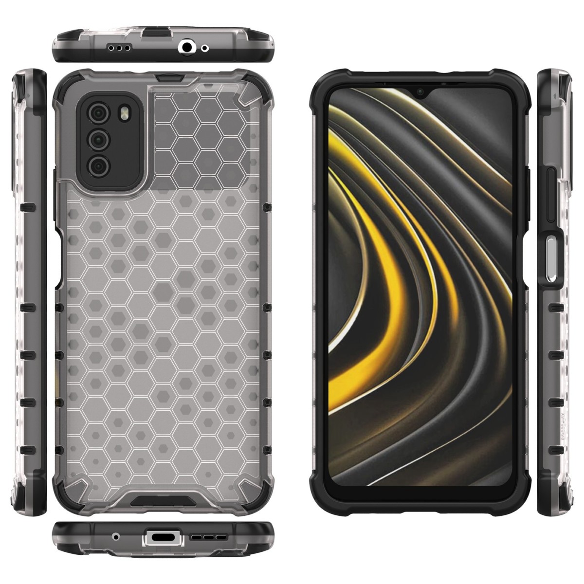 Funda Tipo Honeycomb Armor (Pc+Tpu) Negra para Xiaomi POCO M3