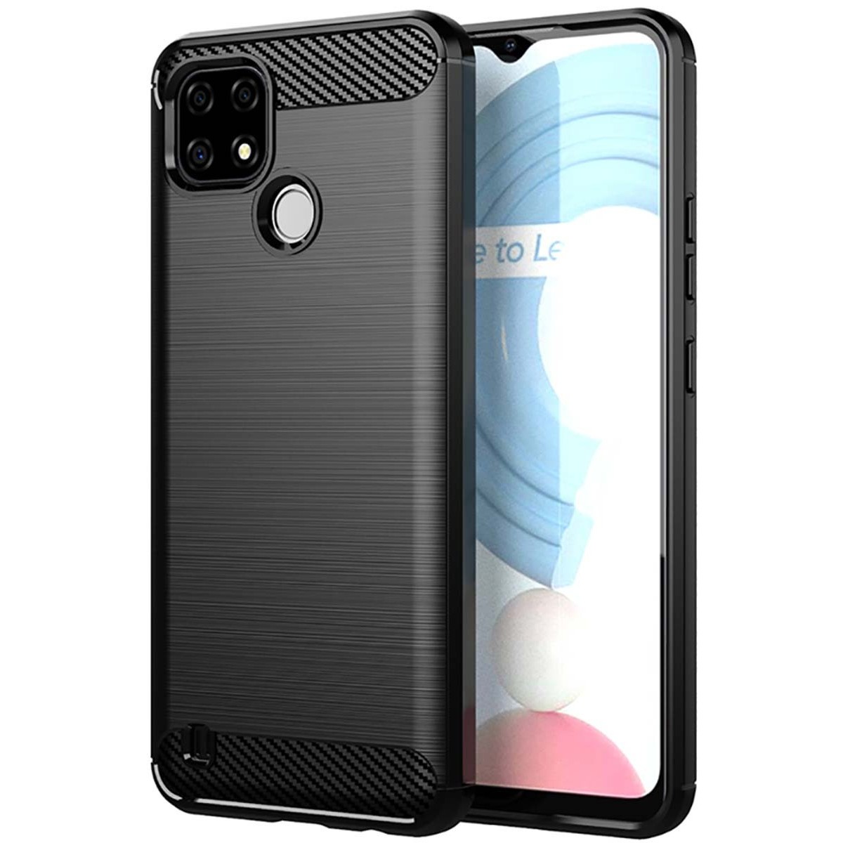 Funda Gel Tpu Tipo Carbon Negra para Realme C21