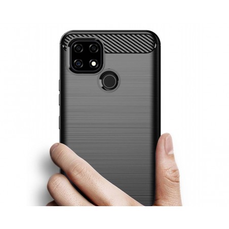 Funda Gel Tpu Tipo Carbon Negra para Realme C21