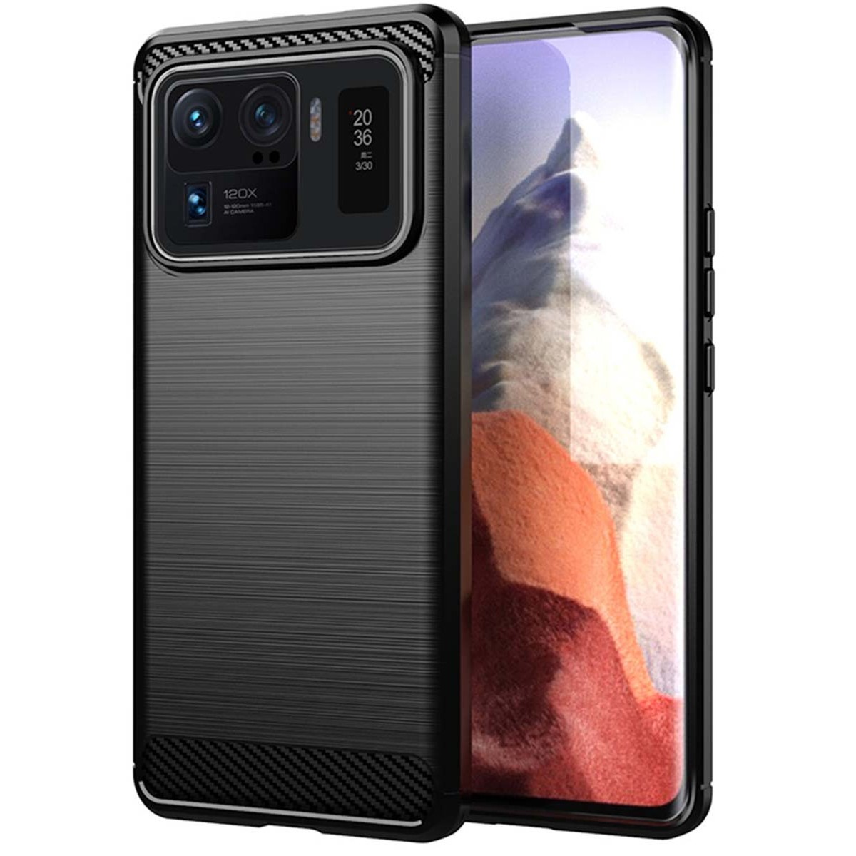 Funda Gel Tpu Tipo Carbon Negra para Xiaomi Mi 11 Ultra 5G