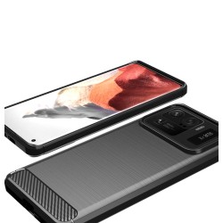 Funda Gel Tpu Tipo Carbon Negra para Xiaomi Mi 11 Ultra 5G