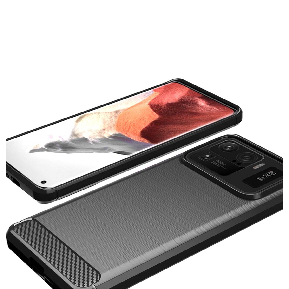 Funda Gel Tpu Tipo Carbon Negra para Xiaomi Mi 11 Ultra 5G