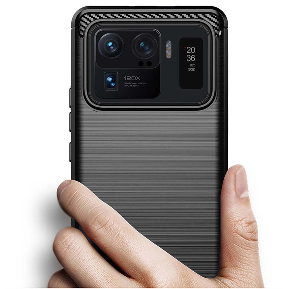 Funda Gel Tpu Tipo Carbon Negra para Xiaomi Mi 11 Ultra 5G