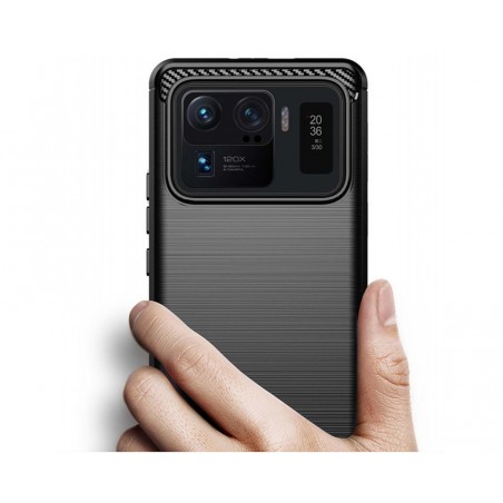 Funda Gel Tpu Tipo Carbon Negra para Xiaomi Mi 11 Ultra 5G