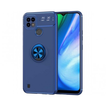 Funda Magnetica Soporte con Anillo Giratorio 360 para Realme C21 Azul