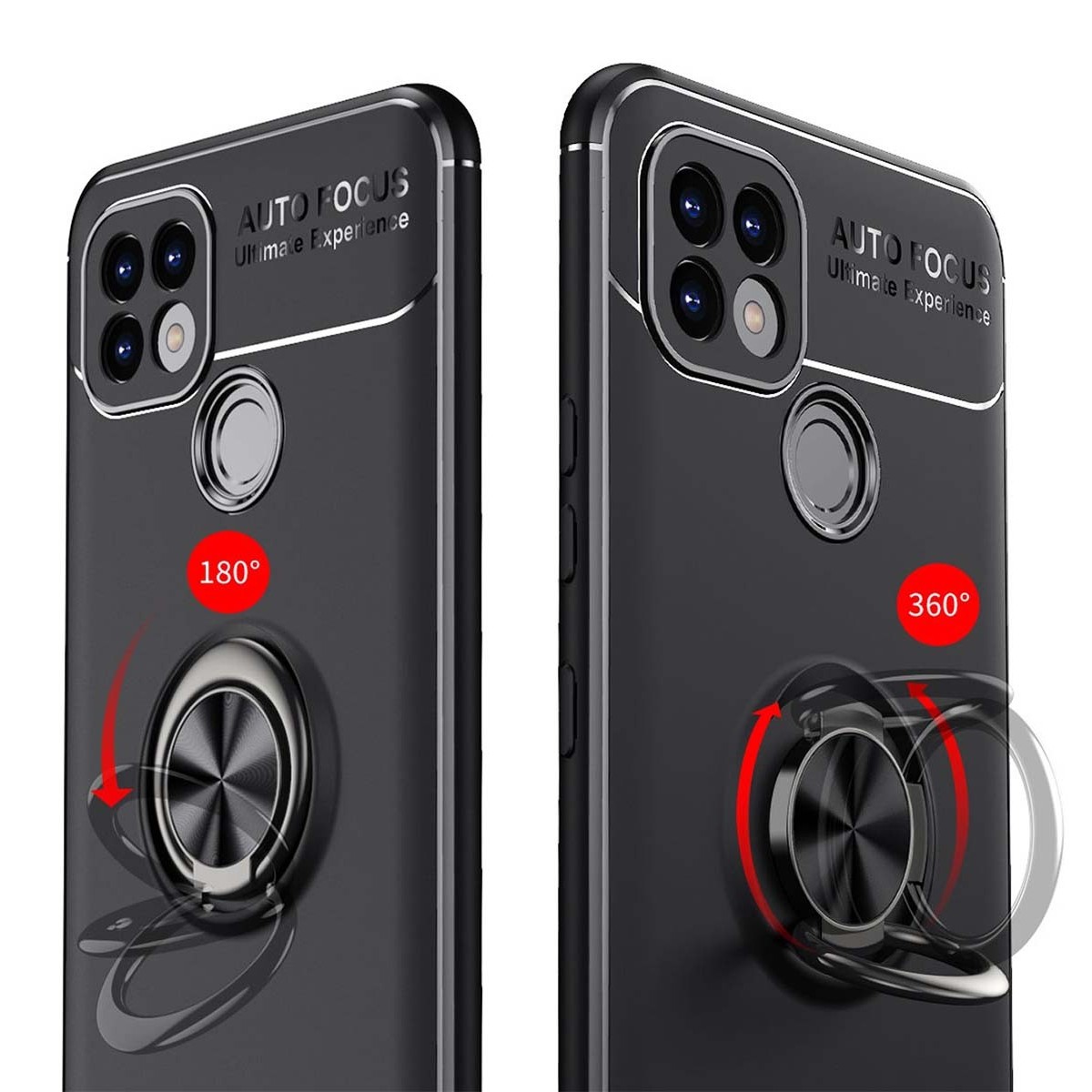 Funda Magnetica Soporte con Anillo Giratorio 360 para Realme C21 Negra