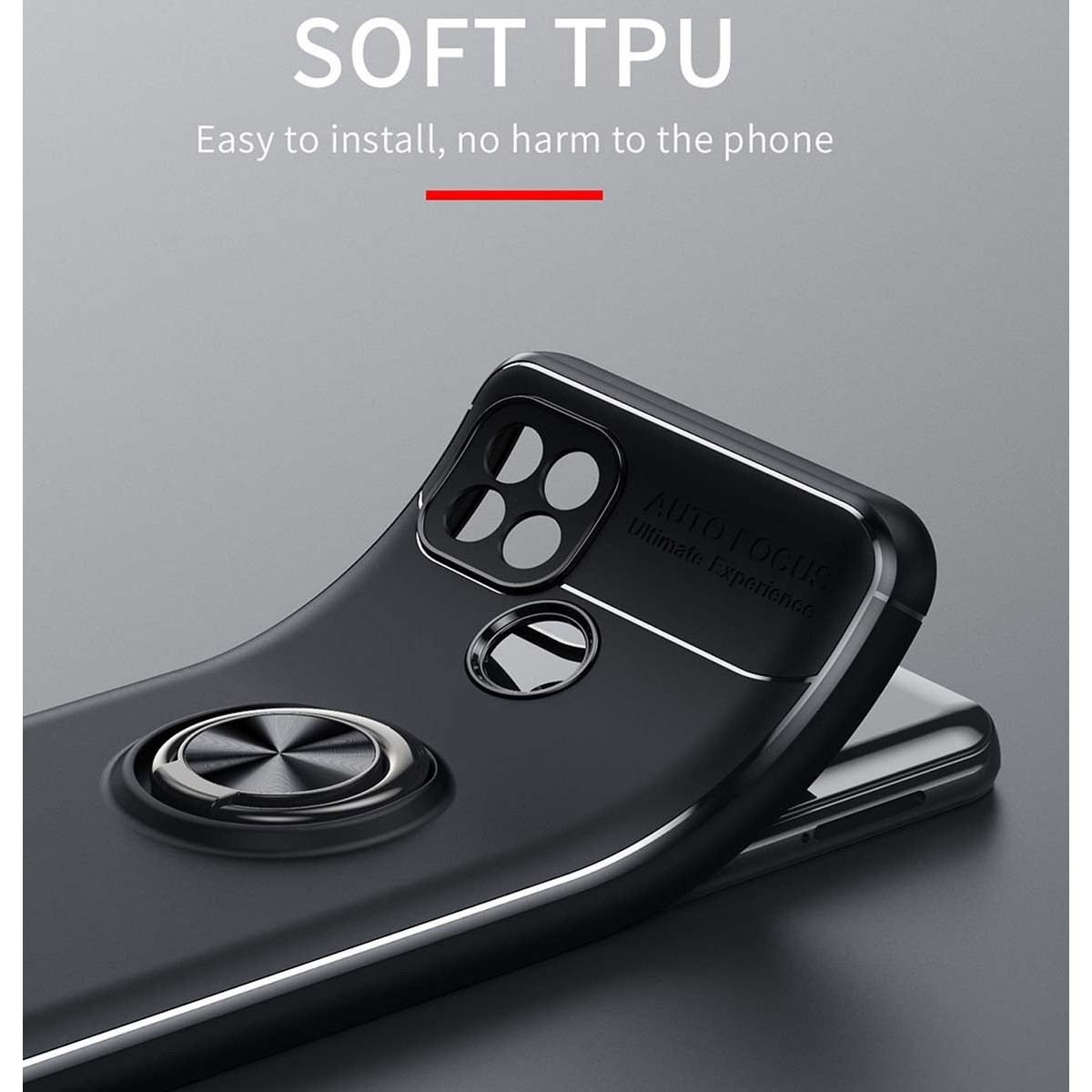 Funda Magnetica Soporte con Anillo Giratorio 360 para Realme C21 Negra