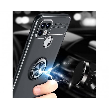 Funda Magnetica Soporte con Anillo Giratorio 360 para Realme C21 Negra