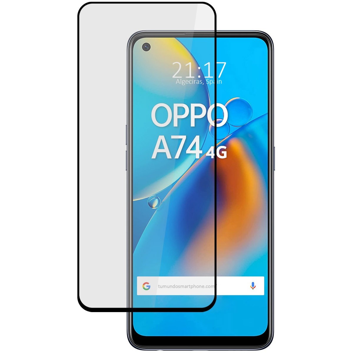 Protector Cristal Templado Completo 5D Full Glue Negro para Oppo A74 4G Vidrio