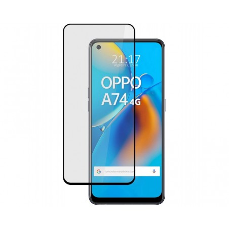 Protector Cristal Templado Completo 5D Full Glue Negro para Oppo A74 4G Vidrio