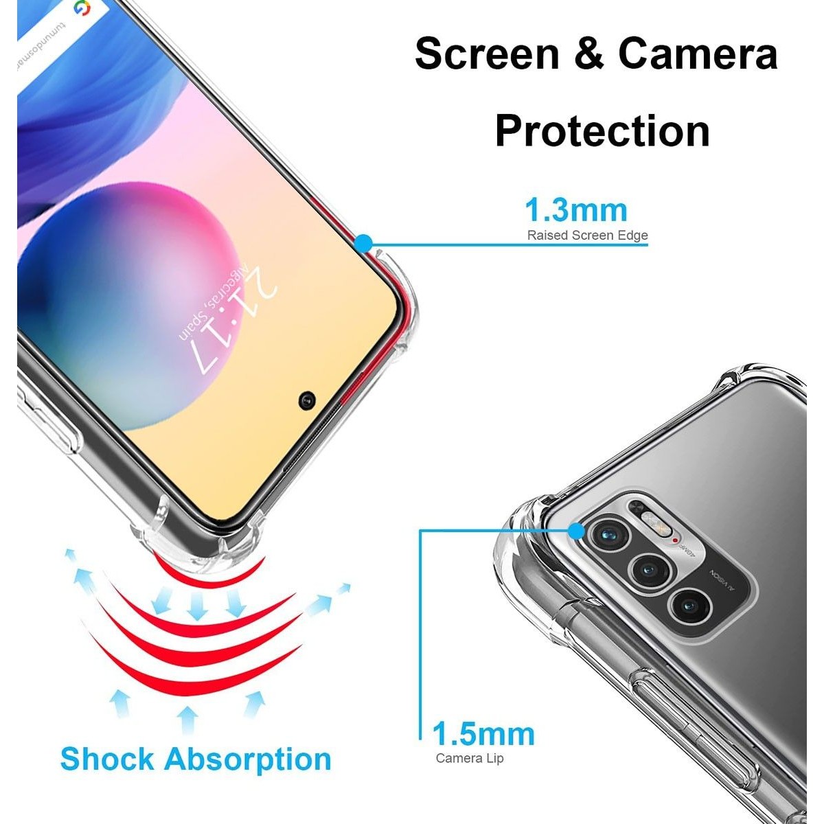 Funda Gel Tpu Antigolpes Transparente para Xiaomi Redmi Note 10 5G / POCO M3 Pro 5G