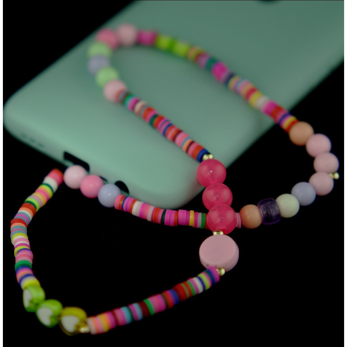 Pulsera de Cuentas Modelo 01 para Teléfono Móvil con Abalorios Multicolor