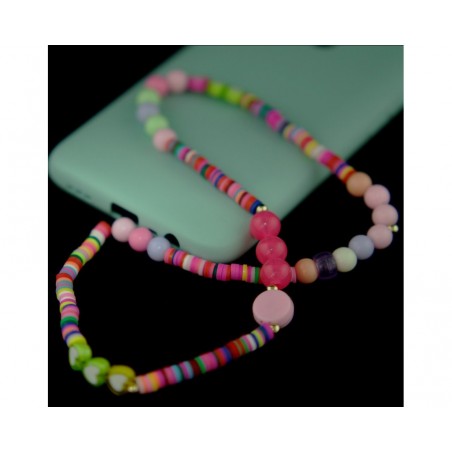 Pulsera de Cuentas Modelo 01 para Teléfono Móvil con Abalorios Multicolor