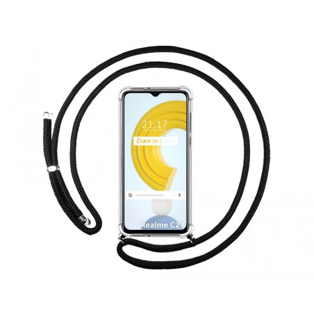Funda Colgante Transparente para Realme C21 con Cordon Negro