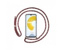 Funda Colgante Transparente para Realme C21 con Cordon Rosa / Dorado
