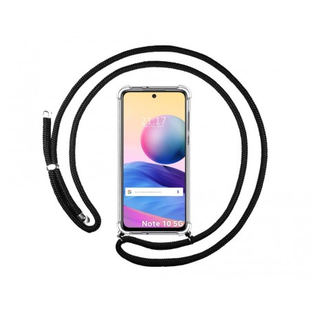 Funda Colgante Transparente para Xiaomi Redmi Note 10 5G / POCO M3 PRO 5G con Cordon Negro
