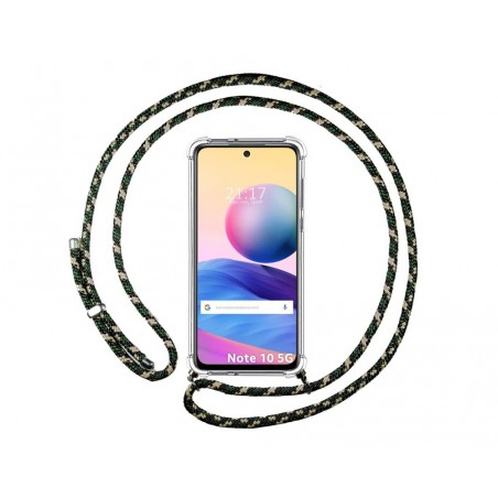 Funda Colgante Transparente para Xiaomi Redmi Note 10 5G / POCO M3 PRO 5G con Cordon Verde / Dorado