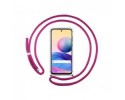 Funda Colgante Transparente para Xiaomi Redmi Note 10 5G / POCO M3 PRO 5G con Cordon Rosa Fucsia