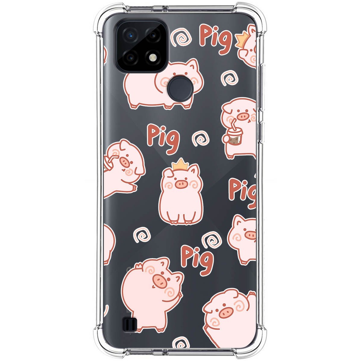 Funda Silicona Antigolpes para Realme C21 diseño Cerdos Dibujos