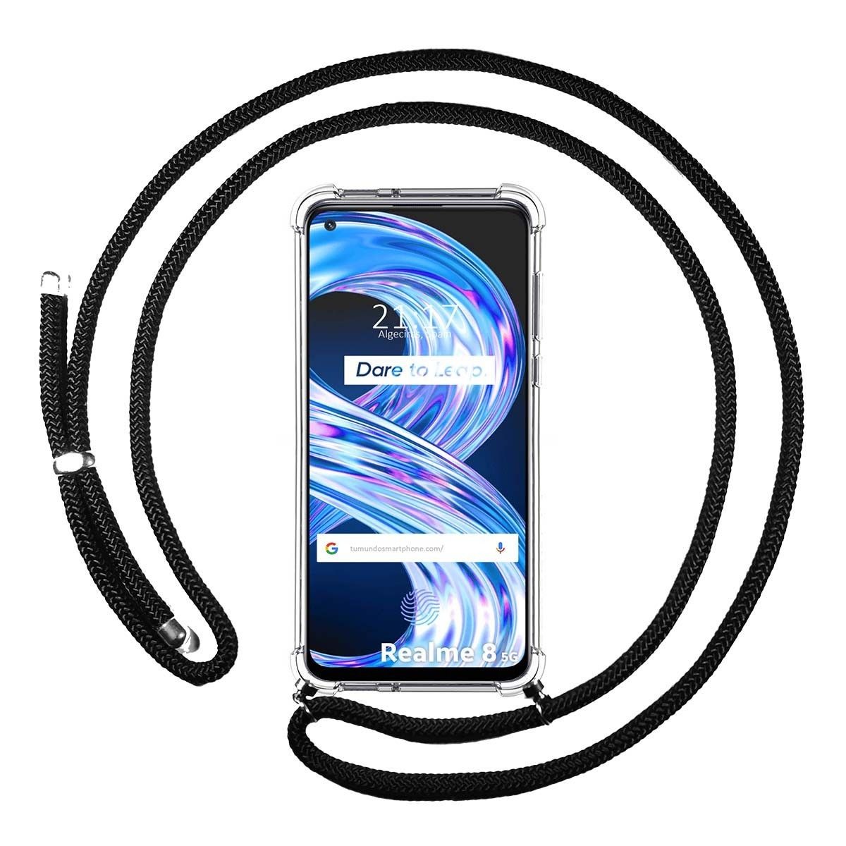 Funda Colgante Transparente para Realme 8 5G / Narzo 30 5G con Cordon Negro